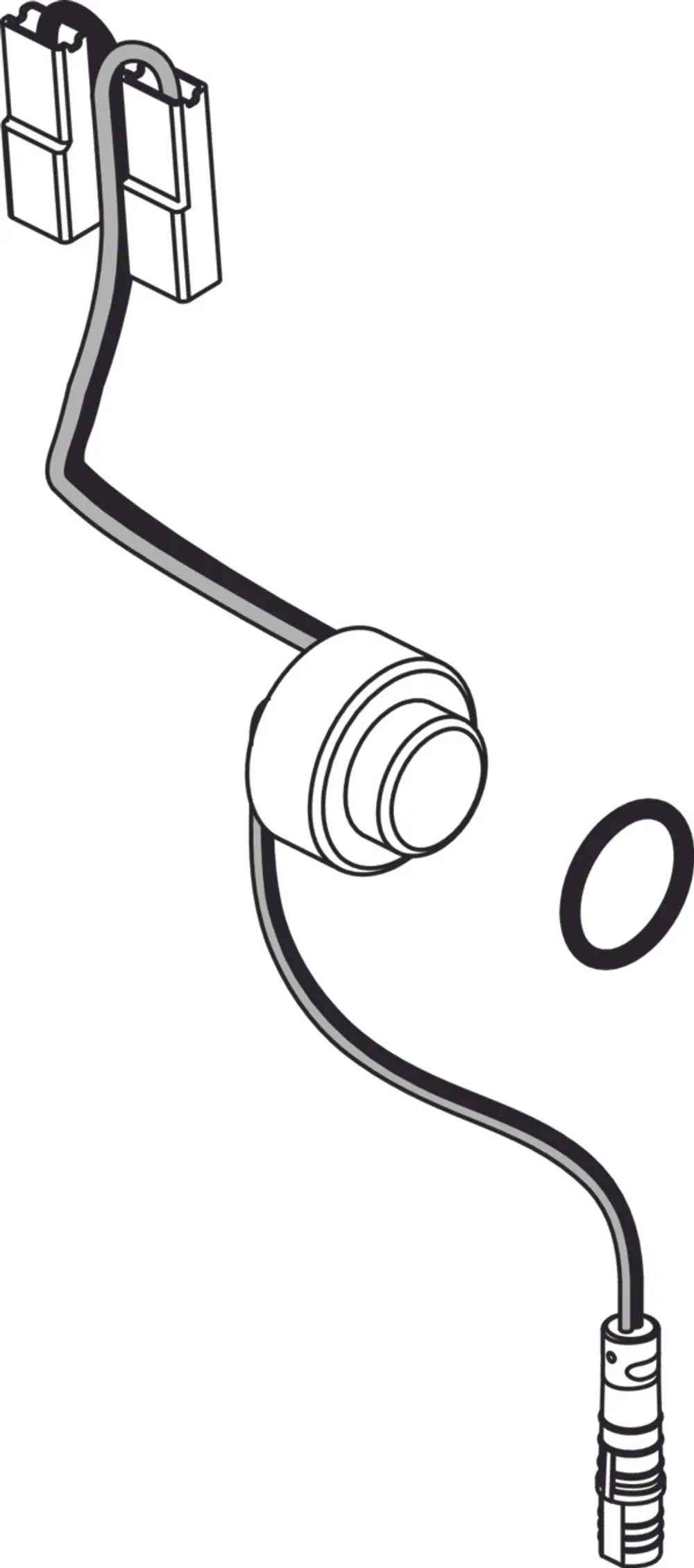 Sensor mit Kabel von Ideal Standard, mit zwei elektrischen Steckverbindern und einem ringförmigen Dichtungsring. Flexible Anschlussmöglichkeit durch diverse Kabelverbindungen.
